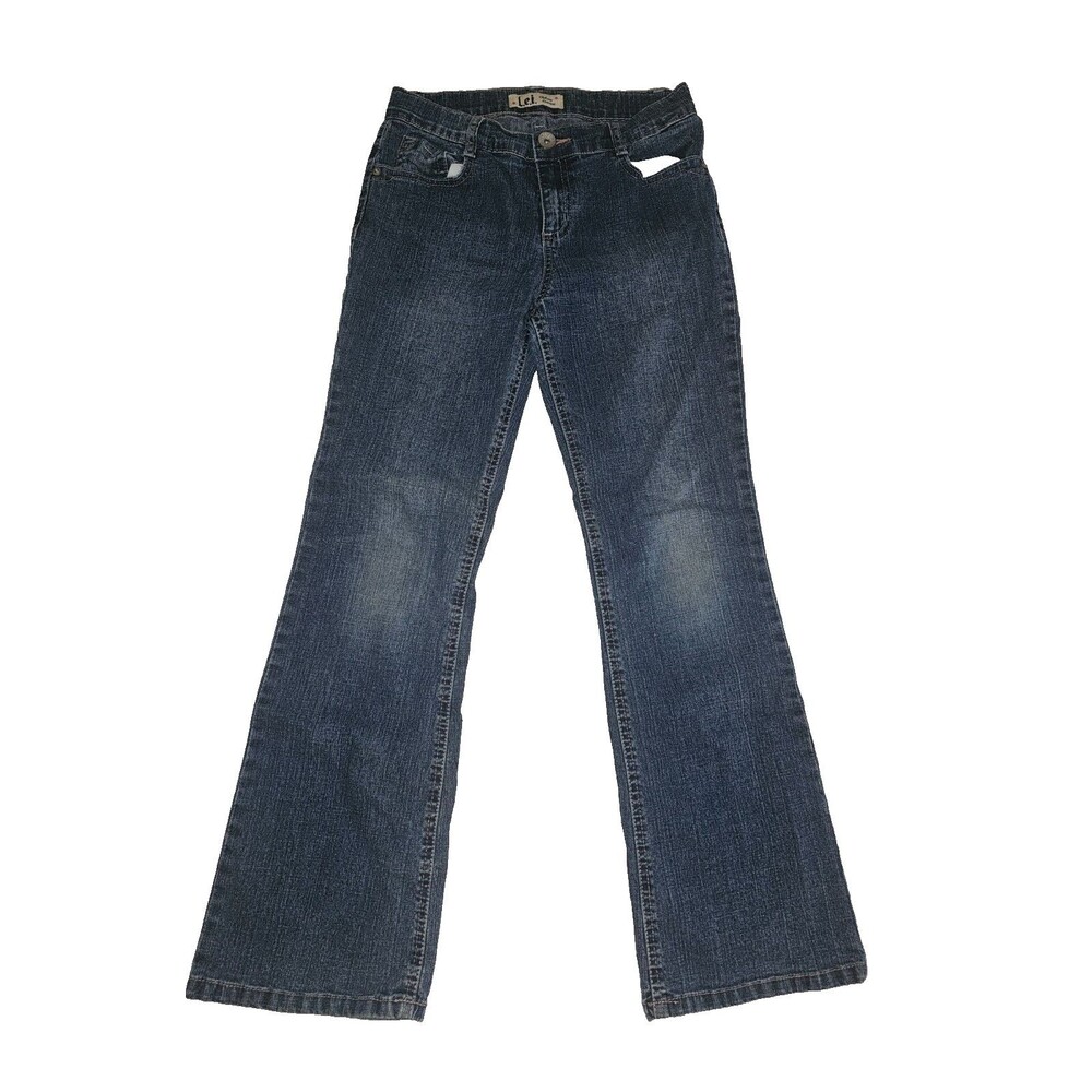 Vintage L.E.I. Chelsea Low Rise Flare Dark Denim Jeans Girls Size 14 Regular